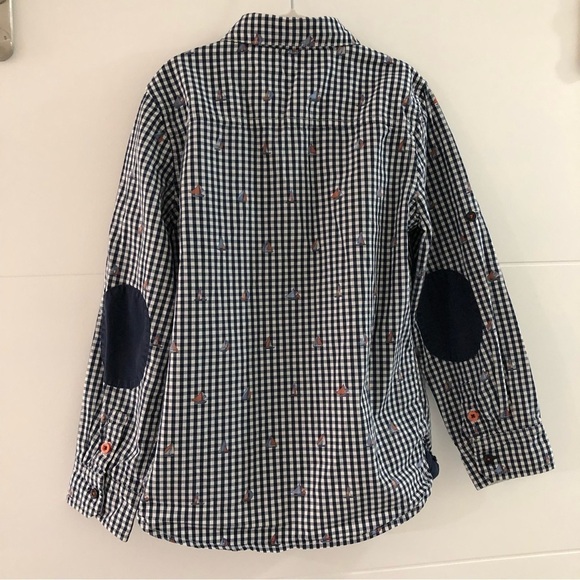 Boboli Boys Check Pattern Button Down Shirt With Sailboat Print Size 7 - Picture 8 of 8